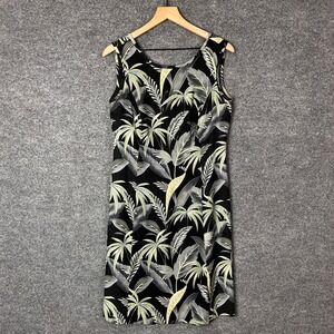Vintage Tommy Bahama Silk Tropical Palm Leaf Print Sleeveless Dress Women Size 8